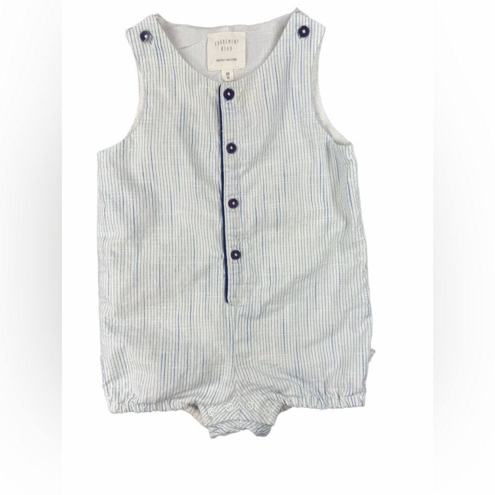 CARREMENT BEAU Baby Boy Sleeveless Cotton Striped Romper - 6M